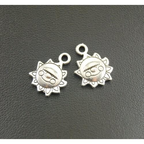 10pcs Silver Color Sun Charms- Made With Smile Charm Jewelry Making DIY Handmade Craft A934