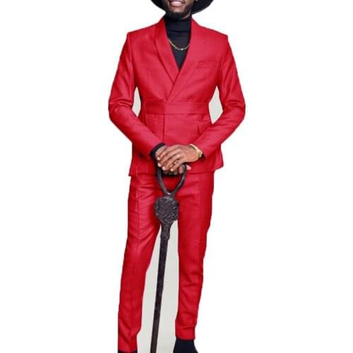 2021 Casual Red Men Suits Double Breasted Tuxedo Groom Wedding Suits For Men Costume Homme Slim Fit Terno Masculino Party Blazer