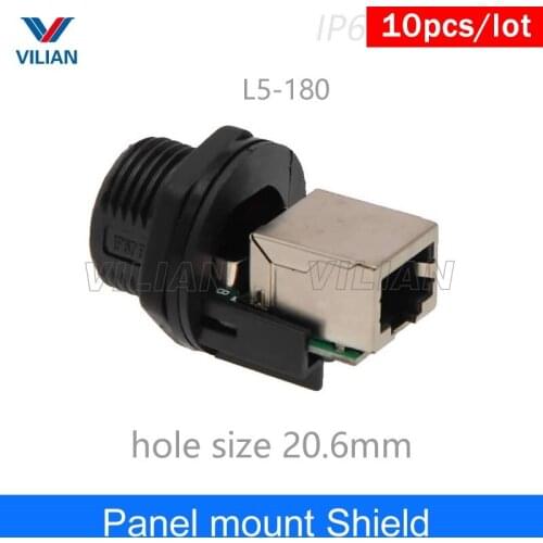 M19 RJ45 PCB Printed circuit board Connector Panel Mount Socket Ethernet Interface Network cable Straight head Soldering 10unit