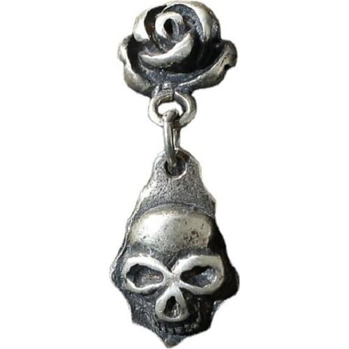 Retro Personality Death Rose Earrings Silver Color Skull Earrings Womens Hip Hop Rock Jewelry Halloween Party Gift