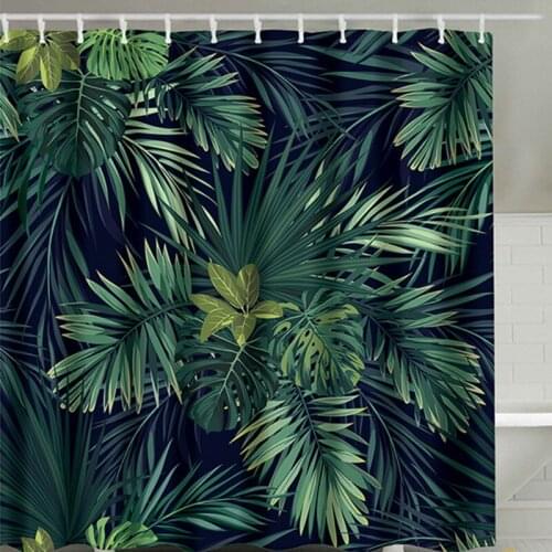 Green Leaves Printing Shower Curtain 180 X 180cm Ins Bearoom Modern Natural Plant Polyester Bathroom Curtains Rideau De Douche