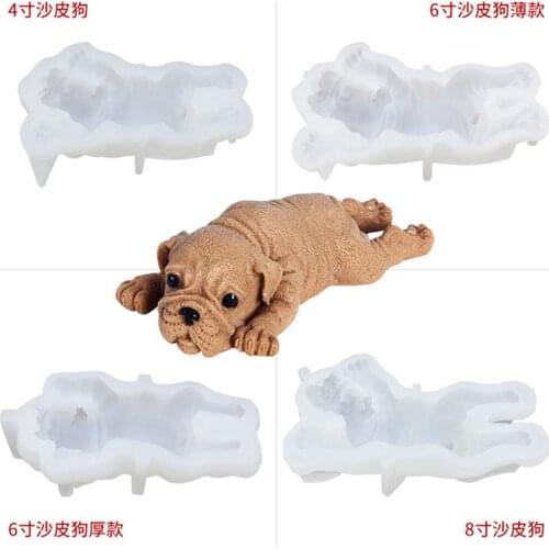 Shar Pei Dog Shaped Silicone Fondant Cake Mold Jelly Pudding Molds Ice Cream Resin Glue Mould Baking Tools Kitchen Accessories