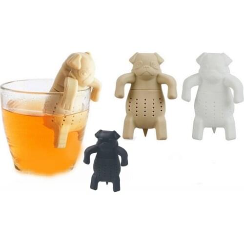 Pug Silicone Tea Infuser Cute Bulldog Dog Animal Tea Infuser New Silicone Tea Drain Food Grade Silicone Household Kitchen Tool