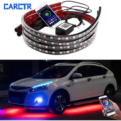 CARCTR 12V LED Car Chassis Lights Auto Music Control RGB Underglow Flexible Strip Light Atmosphere Lamp Car Light Accessories