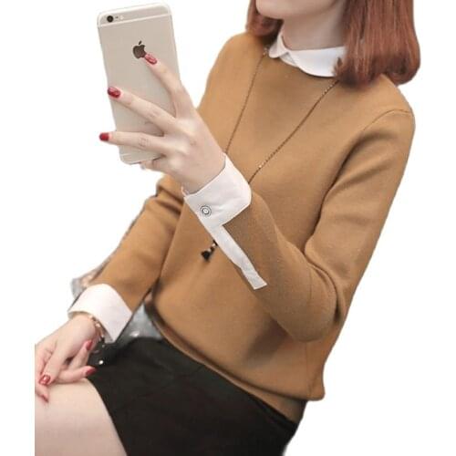 2020 new zipper shirt collar collar sweater sweeter female college sweater two doll collar sweater tide