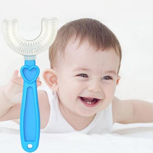 Candy Colors Kids Toothbrush U-type Head Oral Care Hand-Held Infant Soft Bristle Toothbrush Toddler Daily Care Products