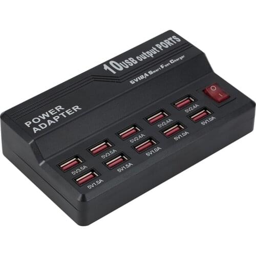 USB Fast Charge HUB 10 Ports 12A Smart Charging Station USB Charger For iPad For iPhone For Samsung And Other Mobile Phones