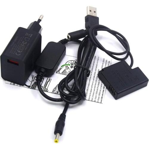 QC3.0 USB Charger + USB Cable + DMW-BLH7E BLH7 Dummy Battery DMW-DCC15 for Lumix DMC-GM1 GM5 GF7 GF8 GF9 LX10 LX15 camera