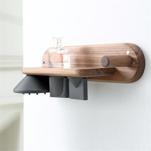 High-grade Black Walnut Hair Dryer Bracket for Dyson Solid Wood Bathroom Wall Mount Shelf Hair Dryer Storage Rack