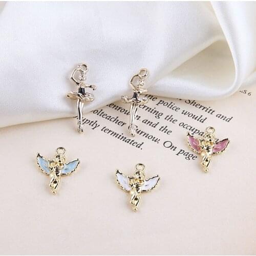 10pcs DIY Handmade Jewelry Accessories Alloy Drops Oil Little Angel Ballet Girl Enamel Charms Pendants Cute Angel Dangles YZ674