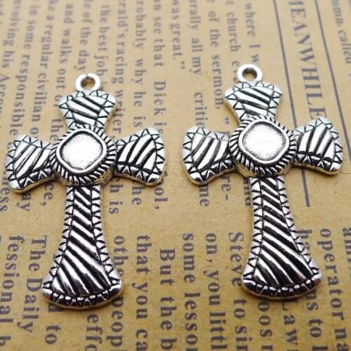 10 PCS/Lot 22mm*33mm wicca Antique Silver Color Cross Charm For Jewelry Making DIY Handmade Craft