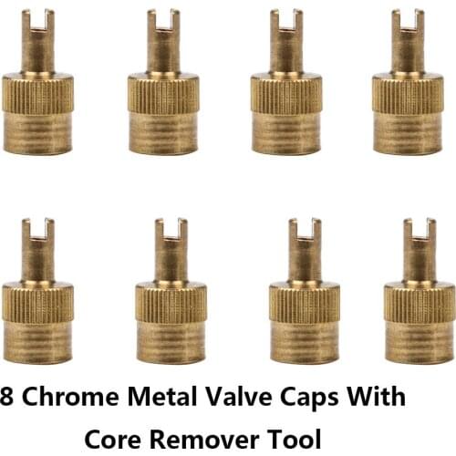 2019 NEW 8 Metal Slotted Head Valve Stem Caps With Core Remover Tool Motorcyle/Car high quality moto vehicle universal 4.0