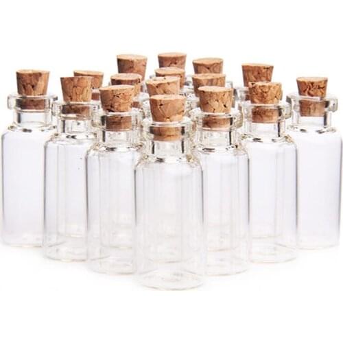 5ml Cork Wood Mini Glass Bottles Plastic Stopper Small Bottle Vial Jars Pendants Craftwork Drift Bottle Storage Craft F2017829