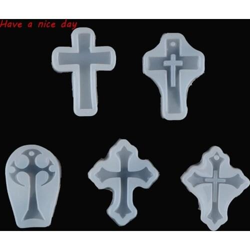 5styles Cross Resin Decorative Craft Silicone Mold For Epoxy Resin Jewelry Making Necklace Jewelry DIY Scrapbooking Tool