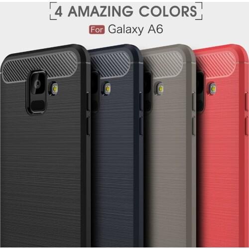 50pcs/lot For Samsung A6 plus 2018 Carbon Fiber Silicone soft Back cover Case For Samsung J8 J6 J4 2018 J7 Duo