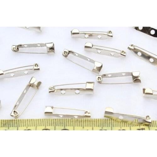500pcs Metal silver tone Brooch Pins settings Backs 25mm safety pins backs lead and nickle free silver