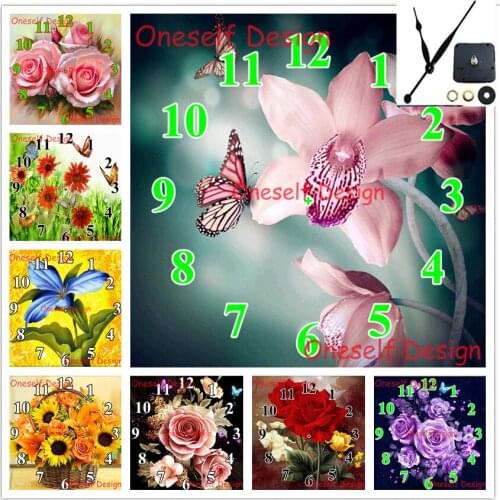 5D diamond painting with Mechanical clock 5d diamond embroidery full set paintings from diamonds mosaic sale flower diamond art
