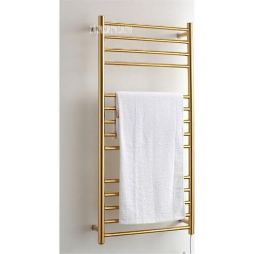 9006 Bathroom 304 Stainless Steel Gold Heated Towel Warmer Waterproof Grade Ip56 Electric Heating Towel Rail Rack 162W 110V/220V