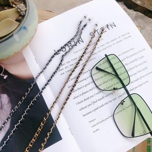 Punk Glasses Chain for Women Men PU leather Gold Color Metal Face Mask Chain Fashion Sunglasses Lanyard Eyeglasses Accessories