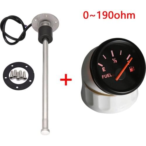 52mm Fuel Level Gauge + Fuel Level Sensor 0~190 ohm Red Backlight Digital For Car Boat Motorcycle Indicator E-F Range 12-24v