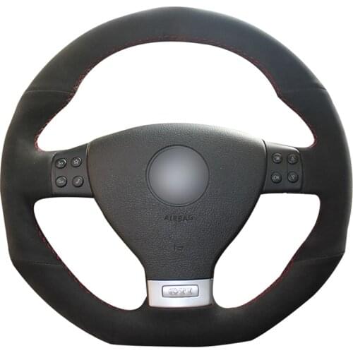 DIY Black Suede Car Steering Wheel Cover for Volkswagen Golf 5 Mk5 GTI VW Golf 5 R32 Passat R GT 2005 Accessories Parts