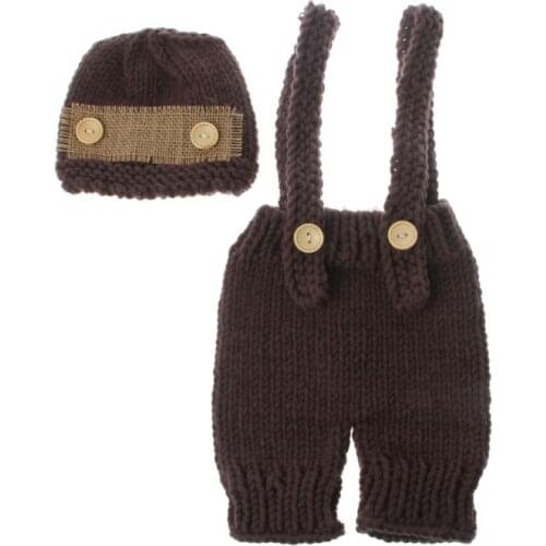Infant Photography Outfits Newborn Photography Accessories Baby Hat Crochet Costume for Photo Shooting Retro Baby Photo Props