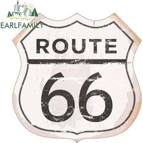 EARLFAMILY 13cm x 13cm for ROUTE 66 Funny Car Stickers Motorcycle Windshield DIY Decal Creativite Waterproof Car Door Protector