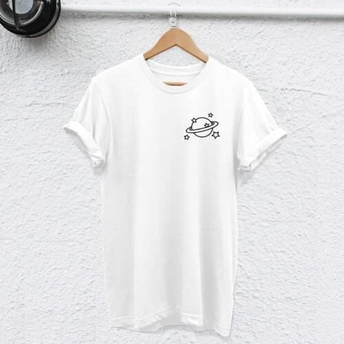 Saturn Planet Pocket T-shirt Cute Women Graphic Grunge Tee Shirt Top Unisex Summer Short Sleeve Tumblr Hipster Tshirt Outfit