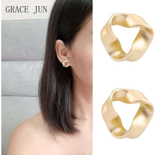 GRACE JUN 2021 New Arrival Mosquito Coil Swirl Clip on Earrings for Women Girl Fashion Gold Color Geometric Ear Cuffs Earrings