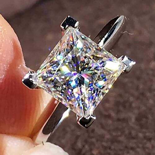 18K Au750 White Gold Women Wedding Party Engagement Ring 1 2 3 4 5 Carat Square Princess Moissanite Diamond Ring Trendy Classic