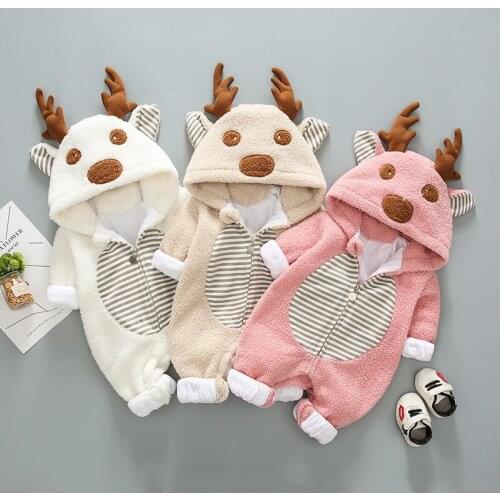 Newborn Rompers Overalls Autumn Winter Cute Baby Baby Boys Girls Warm Outerwear Coat Christmas Costume Toddler Jumpsuit TX093