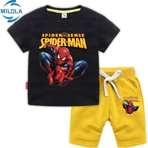 2021Disney Marvel Avengers Spiderman Boy Clothes Sets Baby Kids T-Shirt Tees Pants Outfits Casual Children Girl Sportswear Suits
