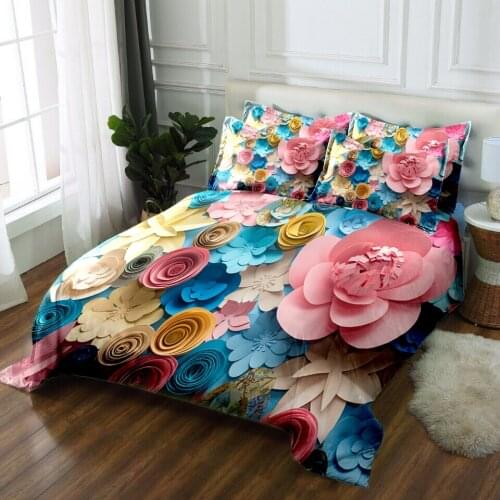 Hot sale fashion flowers 3D printed polyester bedding set queen king size duvet cover set bed sheet set Twin Full decorate