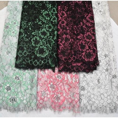 3M/Lot Multicolor French High Quality Eyelash Lace Fabric Wide 150CM Handmade DIY Wedding Dress Clothes Curtain Accessories