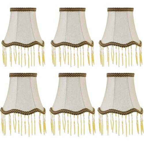 Candle Chandelier Lampshade Set of 6 Clip on Ring Drop Light Lampshade Wall Lamp Fabric Light Shade