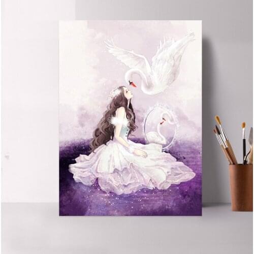 MaHuaf-A1326 beautiful girl swan DIY painting by numbers abstract artwork picture canvas painting for living room home decor