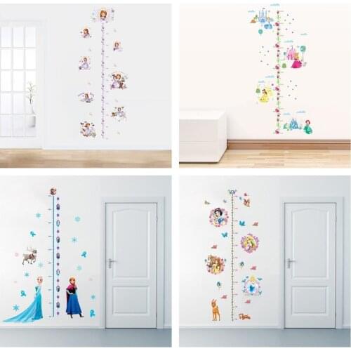 Cartoon Frozen Elsa Anna Height Measure Wall Stickers For Kids Rooms Disney Princess Mickey Minnie Growth Chart School Decals
