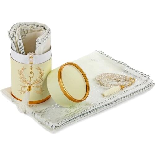 Muslim Gift Pearl Rosary Cover Leaf Cut Fiber Cylinder Box Islamic