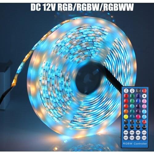 DC 12V RGB /RGBW /RGBWW LED Light Strip Set 5050 60LEDs/m White Blue Flexible Tape Ribbon LED Lamp +Power Supply