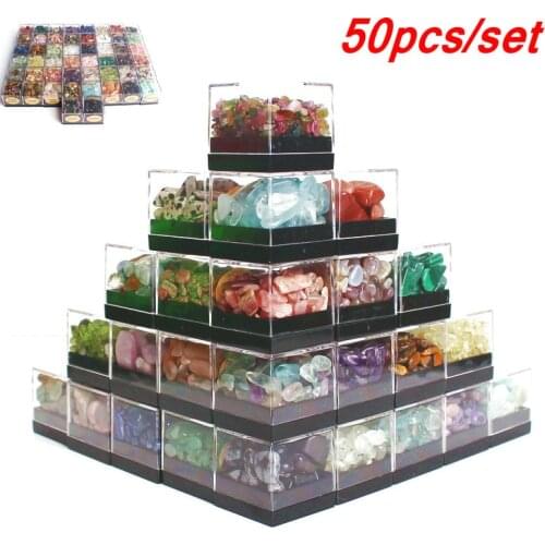 50Pcs Natural Crystal Raw Gemstone Rough Quartz Chip Reiki Healing Mineral Specimen Stone Collection Birthday Gift With a Box