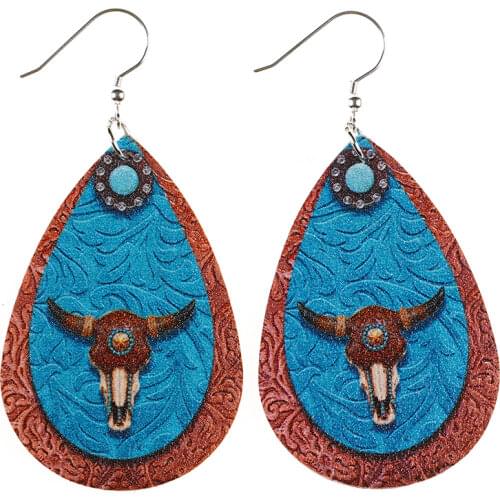 New ! simple water drop Teardrop sparkly PU Leather Glitter Earrings for Women