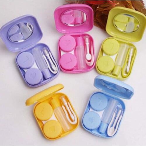 New Contact lens case contact lens box container pocket plastic Portable Cute Contact Lens Case Care box with mirror