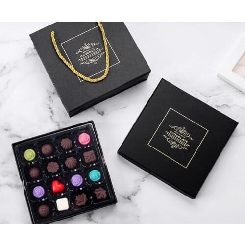 New design gold cardboard boxes for chocolate packaging with plastic tray,cardboard box for chocolate ---PX2046