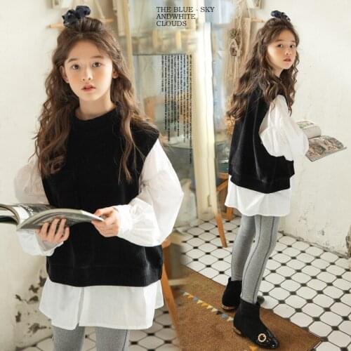 Teen Girls Clothing Set College Style Patchwork Tops Leggings Two Pieces Suit for Kids Tracksuit New 2021spring Autumn Costume