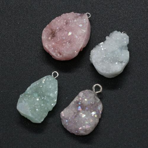 Natural Stone Agates Pendant Irregular Ore Cluster Crystal Charms For Jewelry Making DIY Necklace Accessories Size 20x25-23x30mm