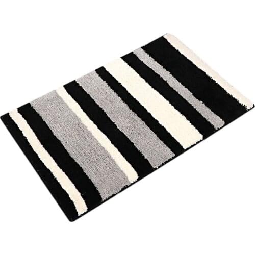 1 Piece Striped Pattern Bath Pad Rectangle Floor Mat Absorbent Bathroom Carpet Toilet Floor Decoration Foot Mat Household Rug