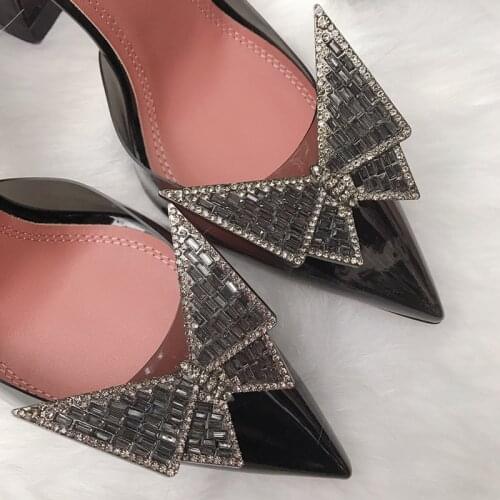 Size 35-40 Chic Rhinestone Butterfly Women 7CM/9CM High Heels 2021 New Pointy Goblet Heel Party Bride Women Sandals