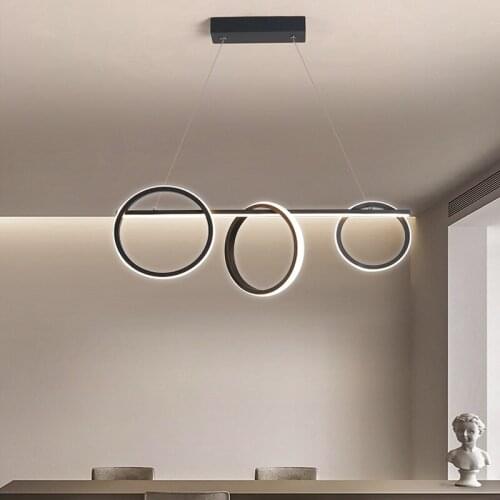 Replica lamp Modern LED art deco chandelier Dining Room Bedroom Living Room Black Circle Ceiling kitchen island lighting