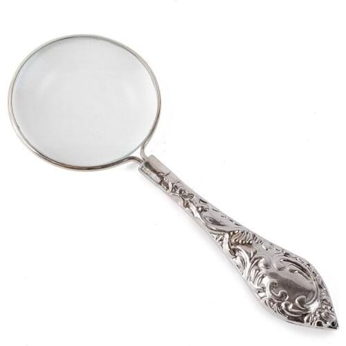 Handheld 4x reading magnifier 18155-A 45mm European and American style metal handle for children and students