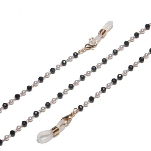 Crystal AND Pearl Beaded Reading Glasses Chain for Women Eyeglass Lanyard Face Mask Holder Straps Eyewear Retainer